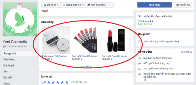 Lợi ích của việc có tab Cửa hàng trên Fanpage