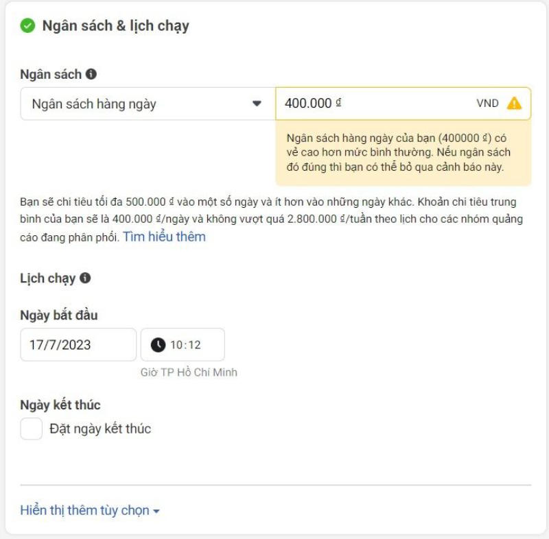 Ngân sách và lịch chạy